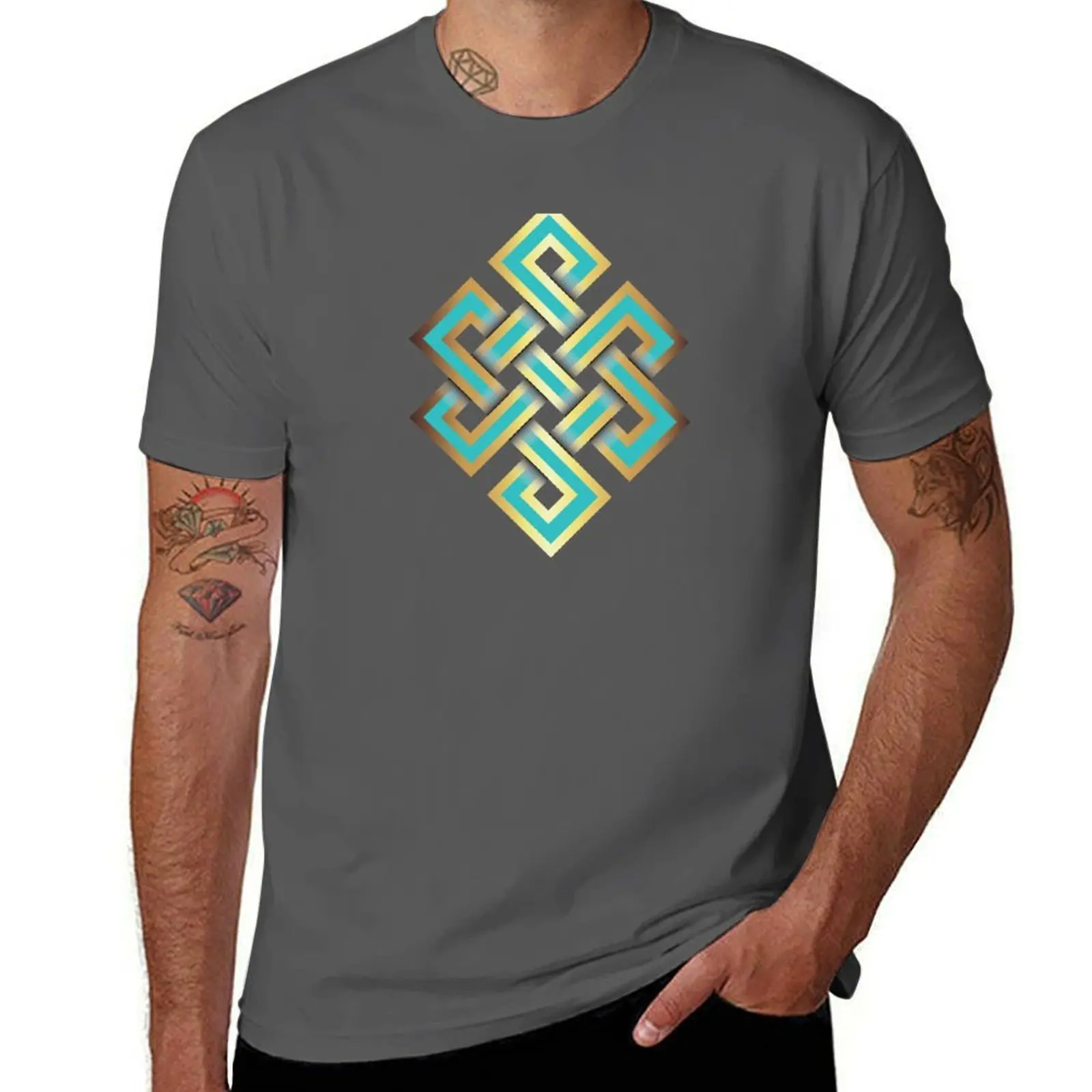 

Endless in knot turquoise T-Shirt Basic Simple Design Short Sleeve Shirt