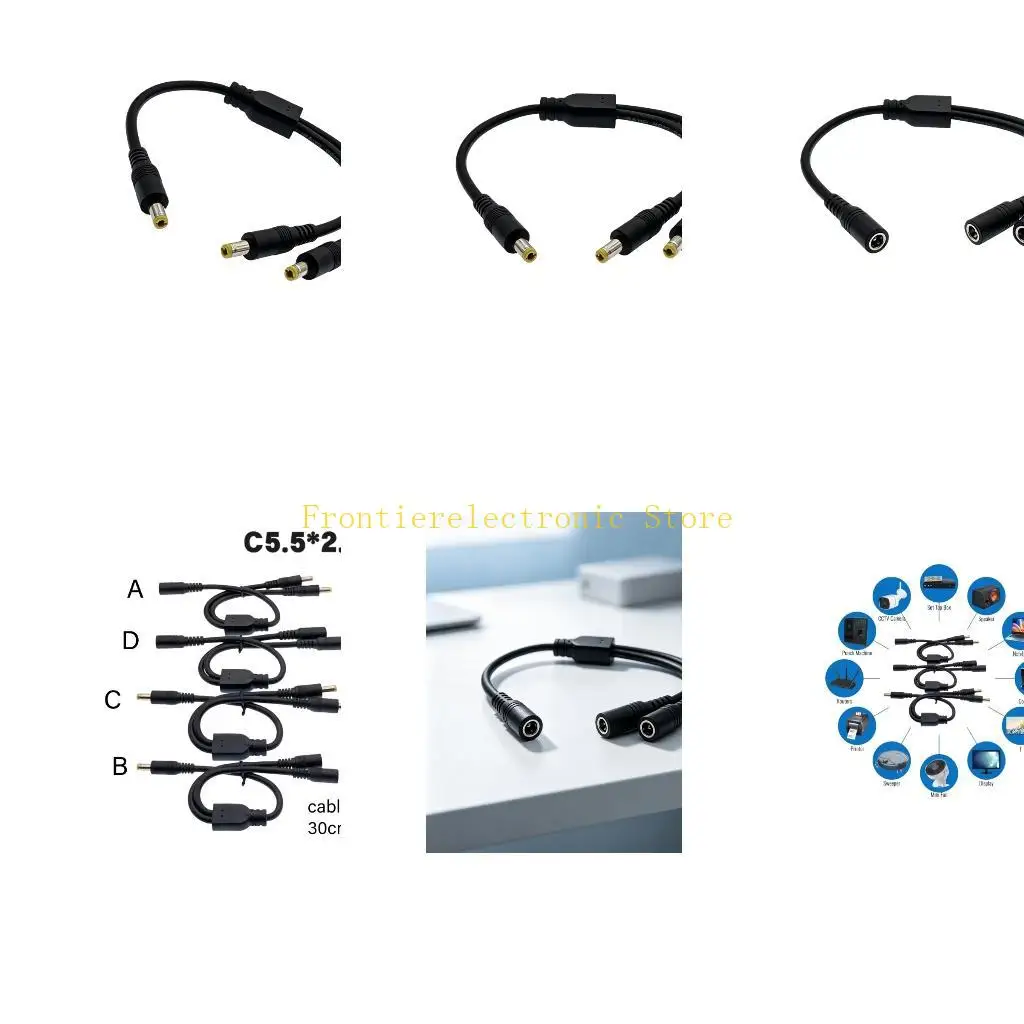 G8DB 1 to 2 DC5525 Power Sharing Cable for Indoor Camera Accessories, Lighting Projects, Electronics Work, and Workshop Wiring