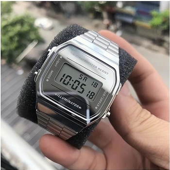 2024 F91W bant izle su geçirmez dijital paslanmaz çelik spor askeri saatler erkekler kadınlar lüks elektronik bilek saatler saat