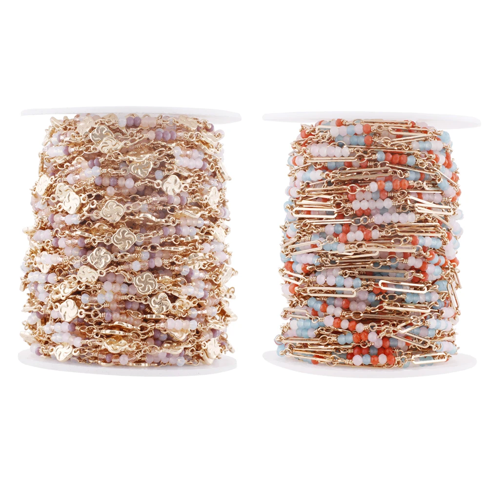 

1meter Crystal Beaded Link Chain Copper Necklace Chain for Jewelry Making DIY Women Bracelets Anklet Supplies Accessories