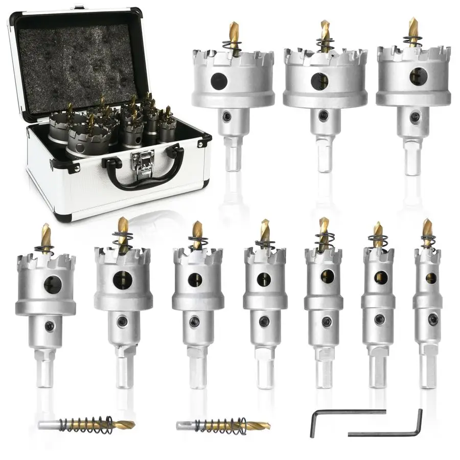 

Carbide Hole Saw Kit 5 8 21 8, Heavy Duty Hole Saw Set for Hard Metal, Stainless Steel, Iron, Wood amp Plastic Durable Carbide T