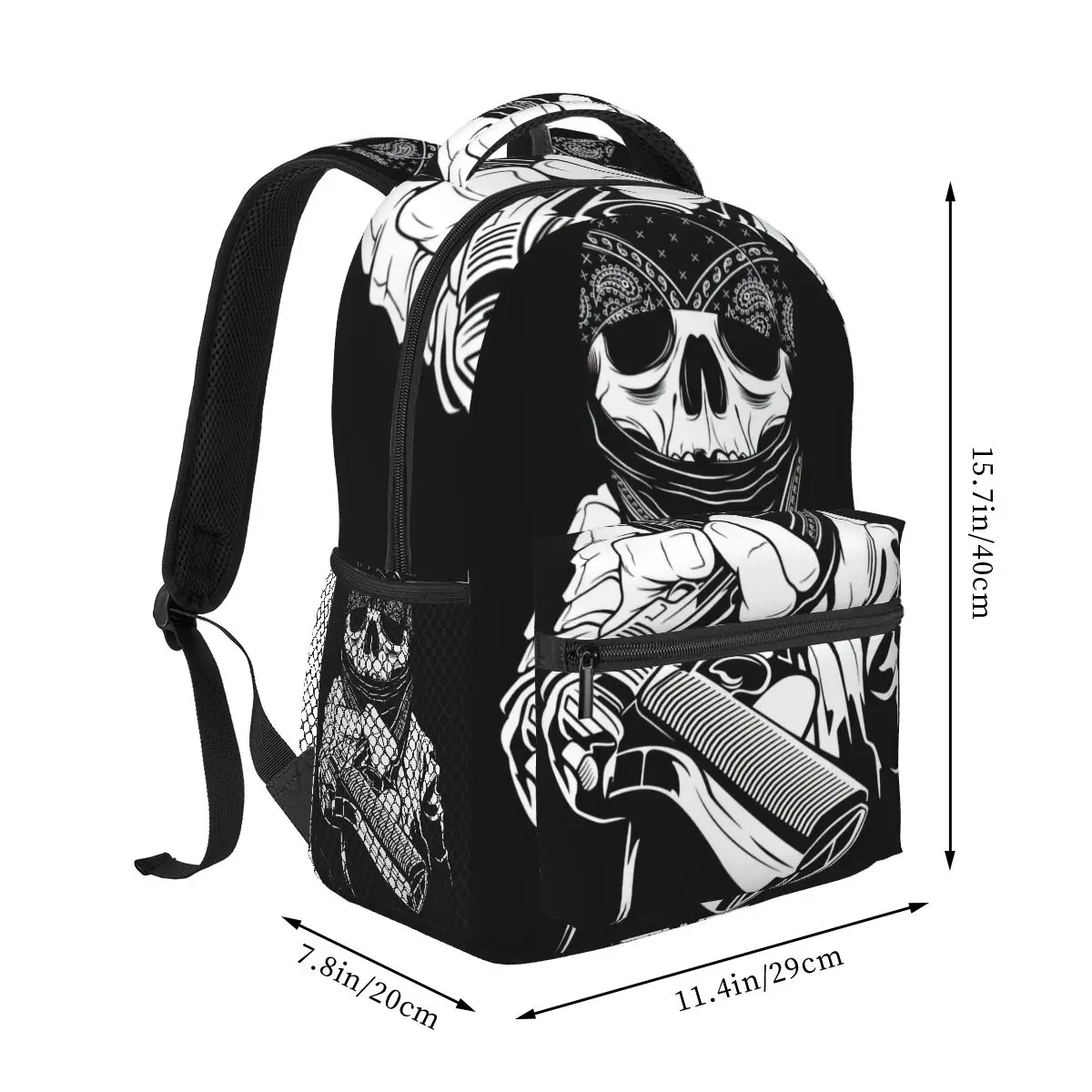 A Skull Wearing A Bandana Hands Over A Gun,vector Backpack for Girls Boys Travel RucksackBackpacks for Teenage school bag