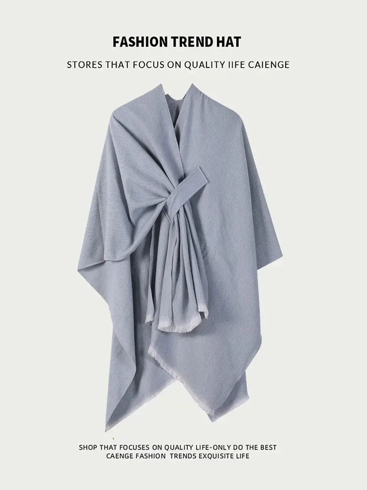 Autumn Winter Scarf Cashmere Women Jacquard Pashmina Design Solid Female Thick Blanket Soft Bufanda Retro Warm Shawl Poncho D790