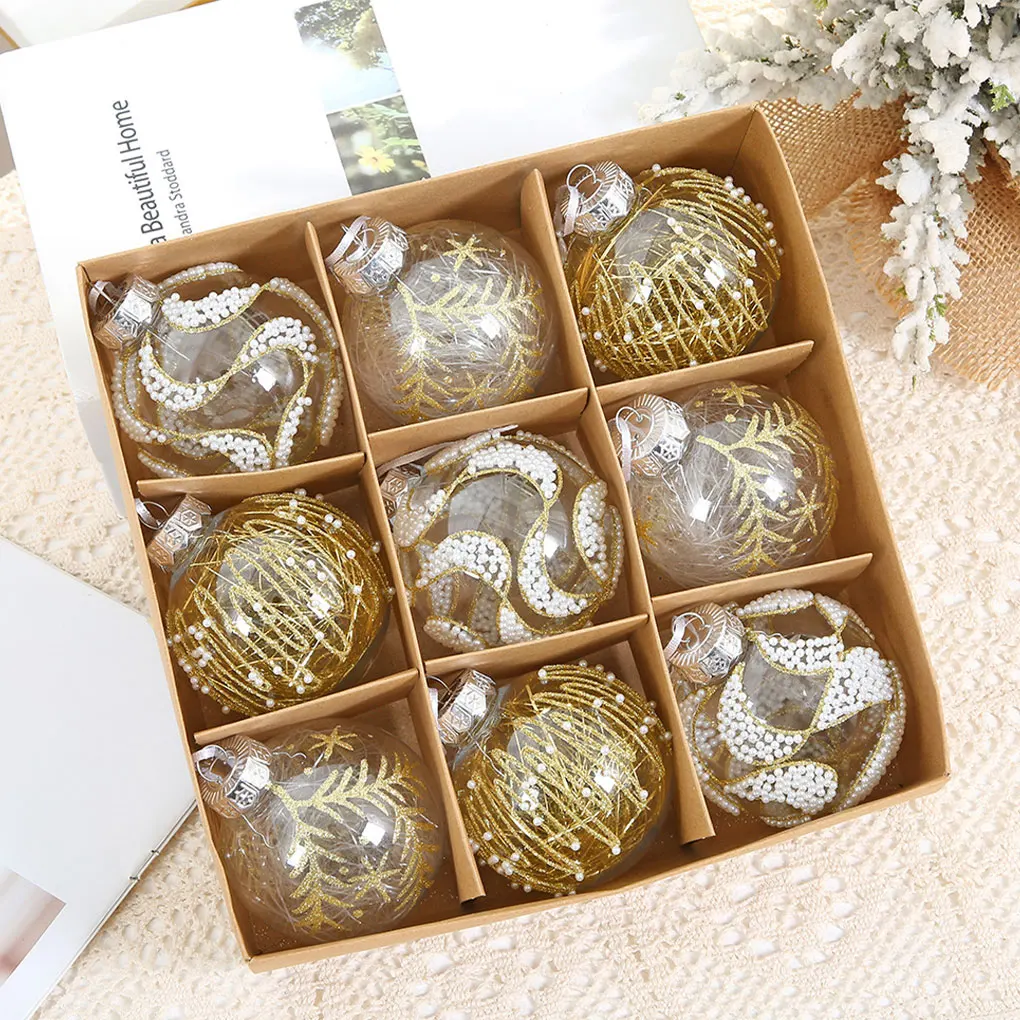9x Eco-friendly Christmas Balls For Tree Decorations Not Easy To Deform And Non-toxic No Sharp