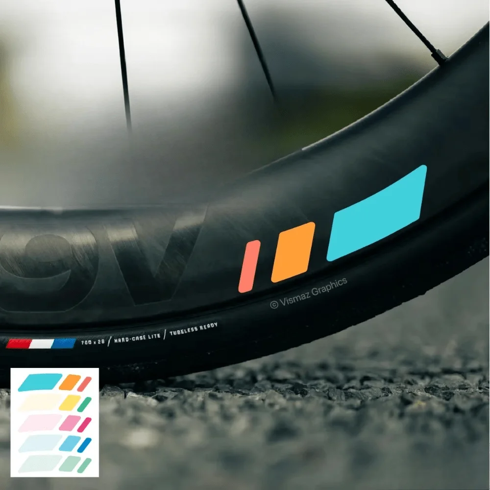 1set Bicycle Wheel Reflective Sticker Multi-color Geometric Vinyl Decal Durable No Residue Self-adhesive for Bike Safety Decor