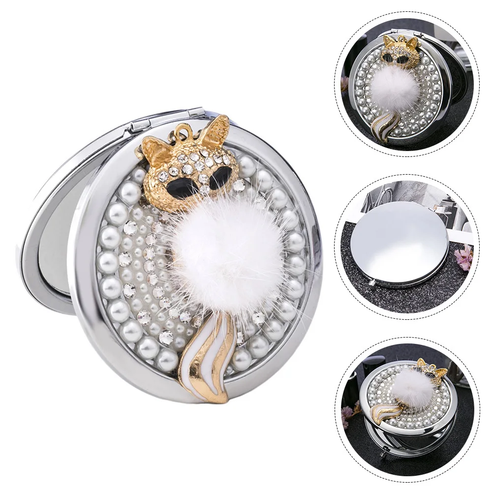 접이식 휴대용 양면 화장 거울 여우 모양의 소형 경량 확대 거울 여행 여성 액세서리