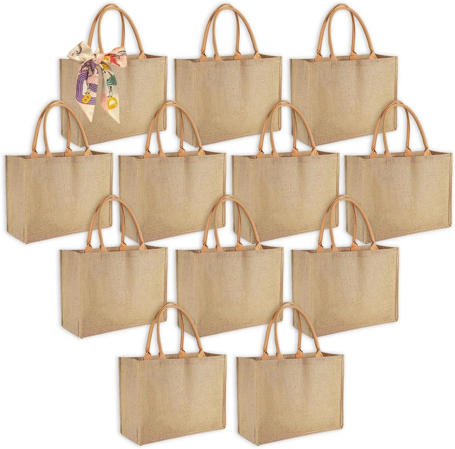 

Ayearparty 12pcs Tote Bags with Handle Bridesmaid Wedding Favors Women Gift Bag Welcome Bulk Reusable Tote for Beach Shopping