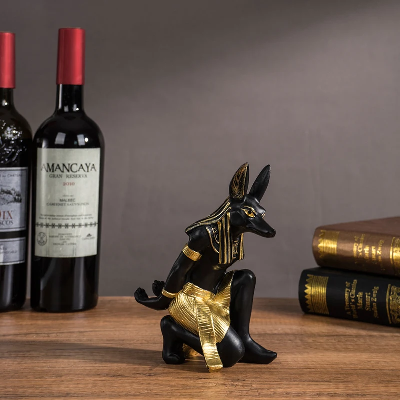 1pcs  Resin Egyptian Anubis Dog Cat God Figurines Wine Rack Bottle Holder Storage Statue Home Living Room Desktop Decor