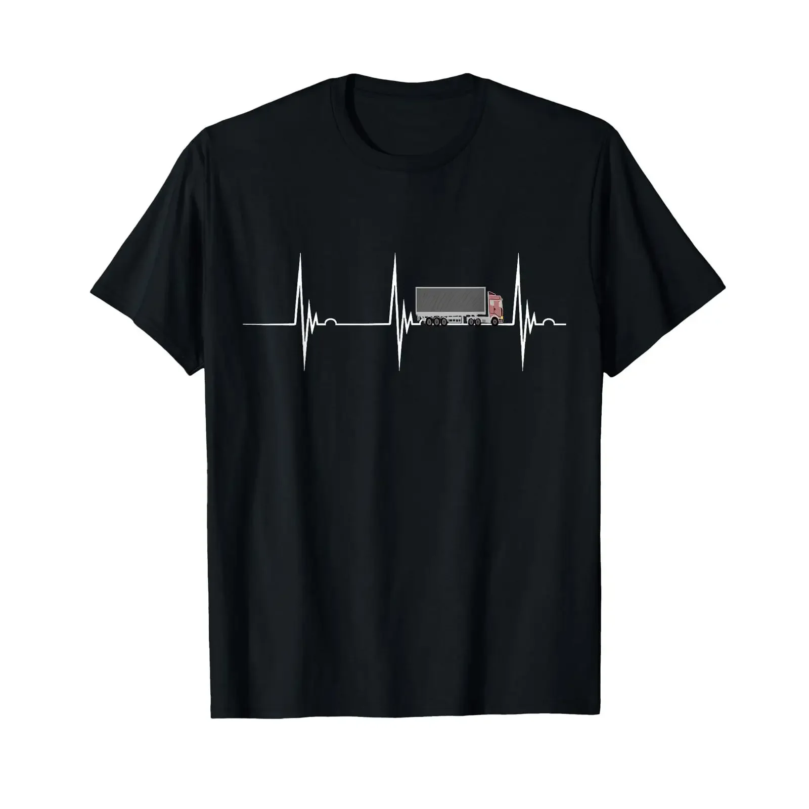Lorry Driver Heartbeat ECG Pulse Truck Trucker Motorist T Shirt vintage Washed Breathable Comfortable graphic Casual streetwear