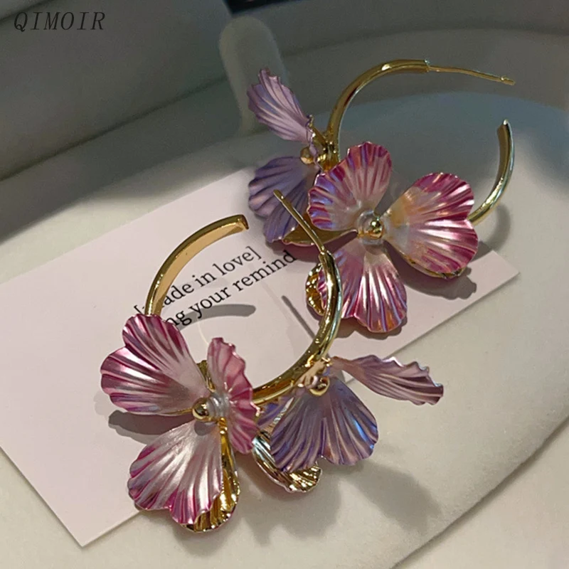 زهرة معدنية C آخر أقراط للنساء المينا محكم البتلة مجوهرات الأزياء أنماط جديدة أنيقة الصيف اكسسوارات هدايا C1940