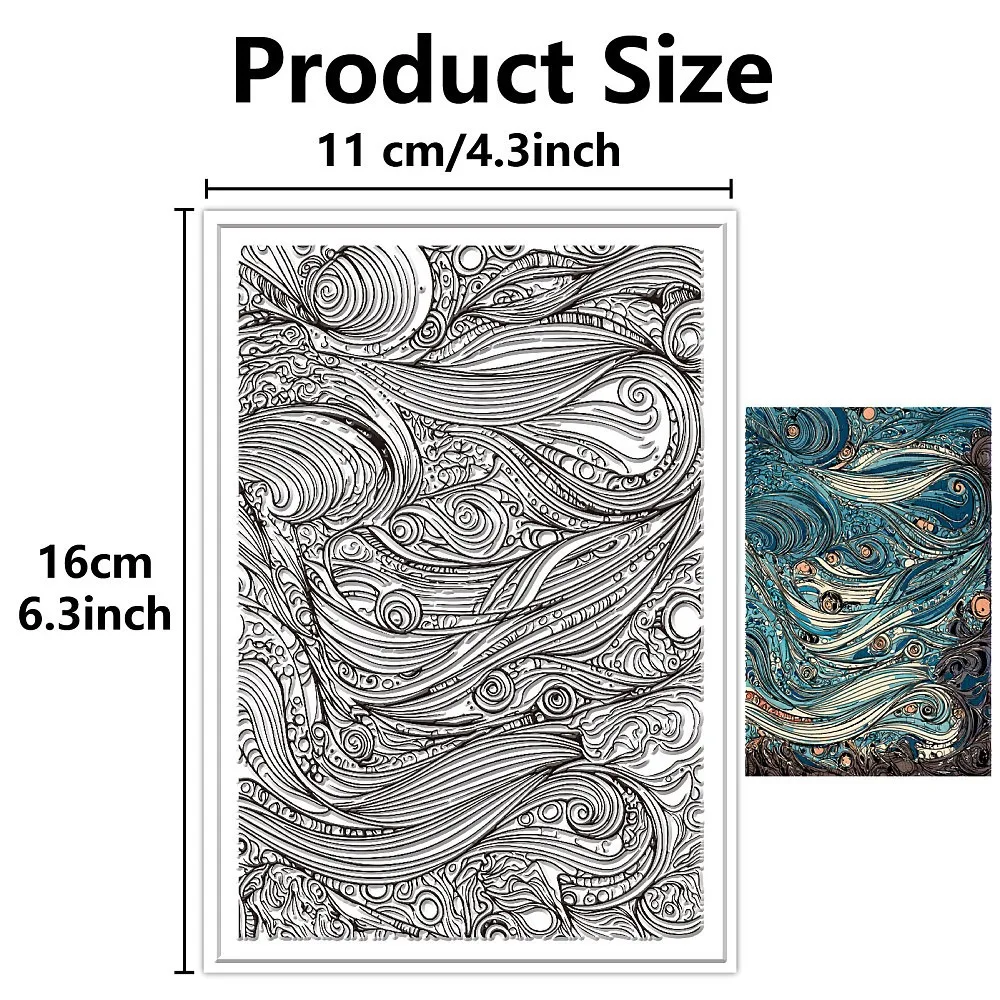 Ocean Waves Stamps Summer Sea Ripple Spray Beach Background Reusable Vintage Clear Stamp Seals for Card Making Journaling Photo