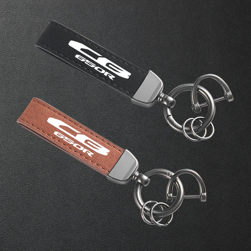 For HONDA NEO SPORT CAFR CB650R CB6500-R Motorcycle Keyring High-Grade Leather Suede Keychain Accessories