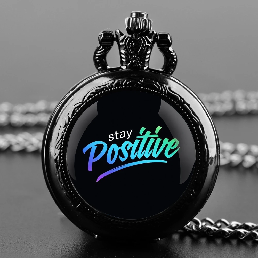 Saty Positive-Design Glass Dome Fashion Arabic Numerals Quartz Pocket Watch Necklace Pendant Chain Mens Women Gifts