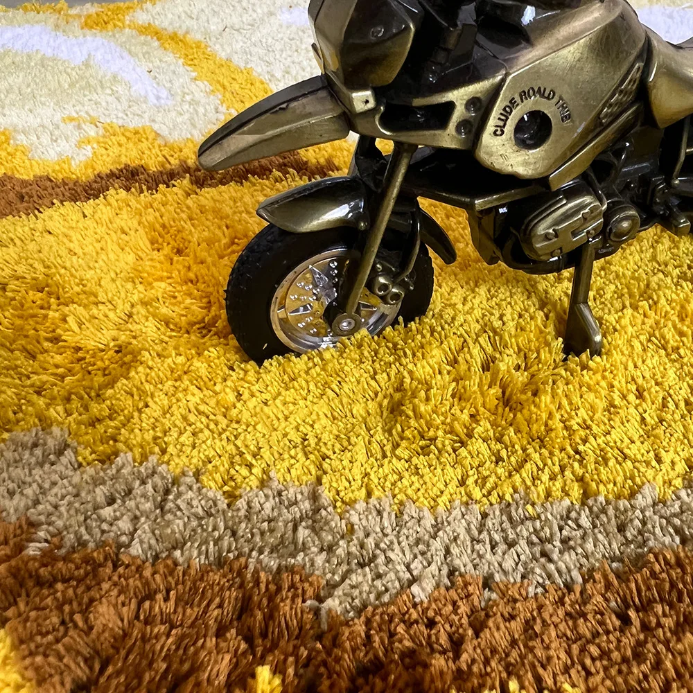 3D Handmade Sunflower Chrysanthemum Flower Carpet Soft Door Mat Bedroom Sofa Bedside Kitchen Rug Non slip Floor Mat Yellow