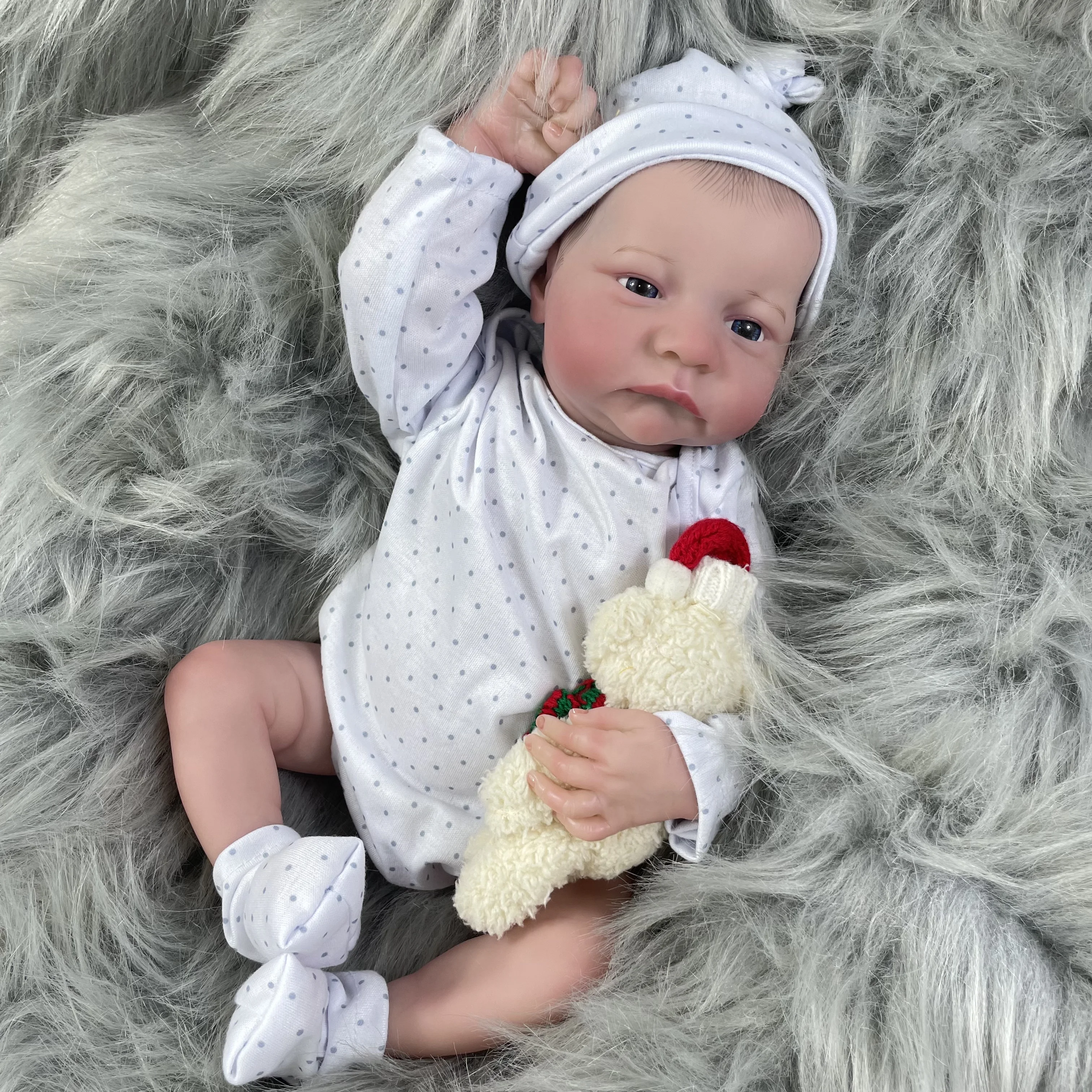 45CM Soft Cloth Body Or Full Body Vinyl Reborn Levi Awake Doll Premie Doll 3D Skin Tone with Veins Doll