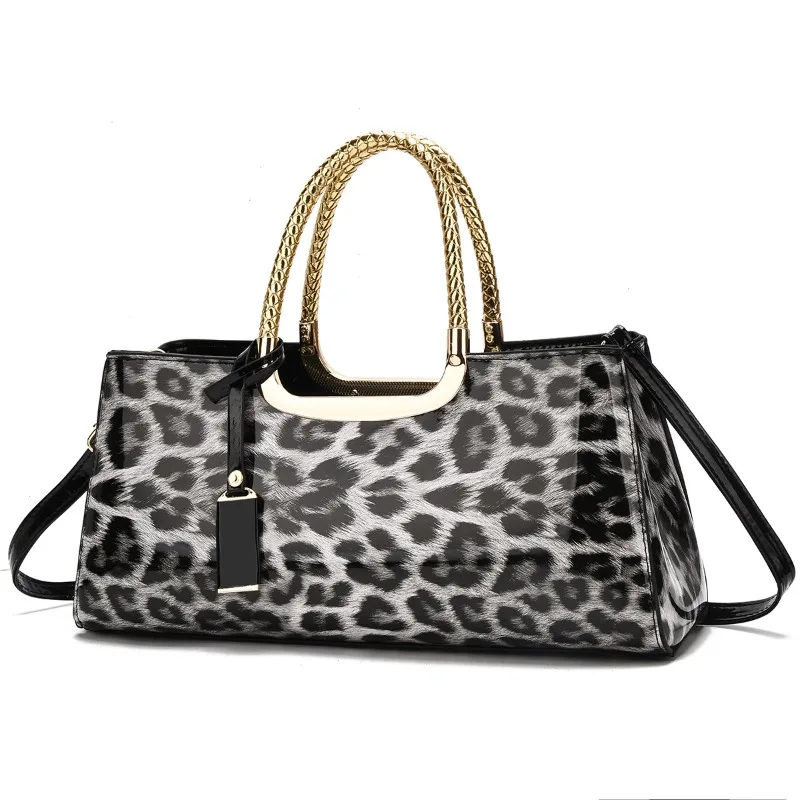 

Новые модные леопардовые женские сумки, европейский дизайн, лакированные кожаные женские сумки на плечо, женская брендовая роскошная сумка через плечо для девочек