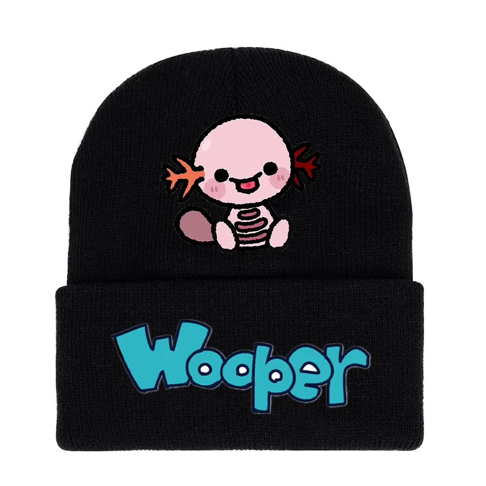 Pokemon Wooper Game Anime Peripheral Knitted Cap Black Printed Synthetic Fiber Woolen Hat Autumn Winter Warm Cute Children Gifts