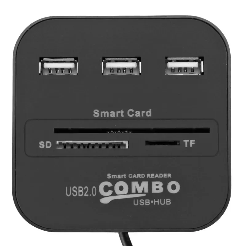 เครื่องอ่านการ์ด HUB, 3 พอร์ต, ไอซี, ซิม, SD, TF, การจัดเก็บภาษี, รหัสธนาคาร, สมาร์ท, CAC, DNI, ATM