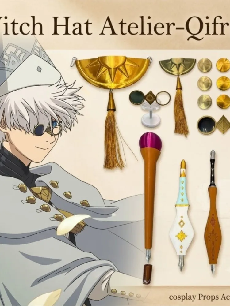 Atelier Coco: Kapelusz Wiedźmy, Okrągły Notatnik, Długopisy Qifrey Cosplay, Okulary, Rekwizyt 3D z Kwasu Polimilkanowego, Akcesoria Anime, Manga, Guzik, 코스프레 — 2