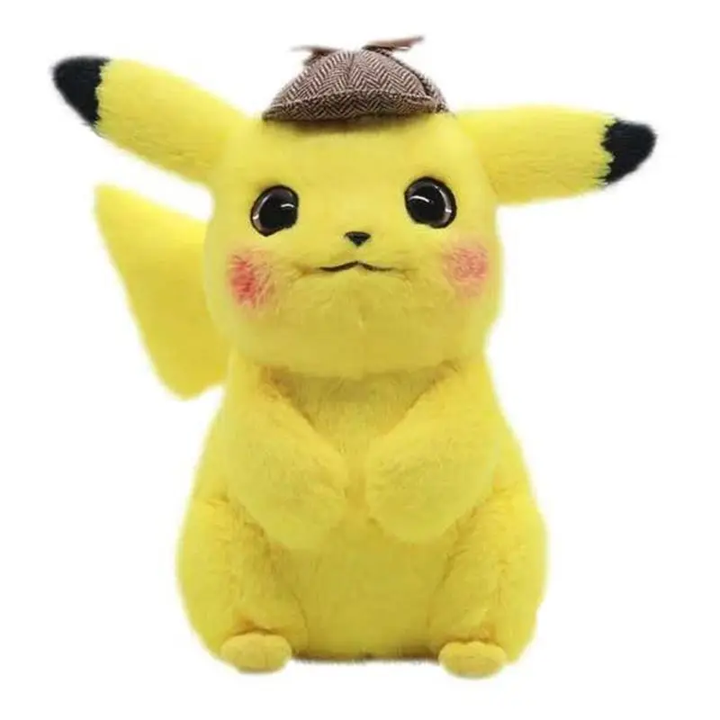 28cm Japan Anime Pokemon Game Same Paragraph Cute Pikachu Toy Detective Kawaii Doll Collectible Decoration Children's Gift