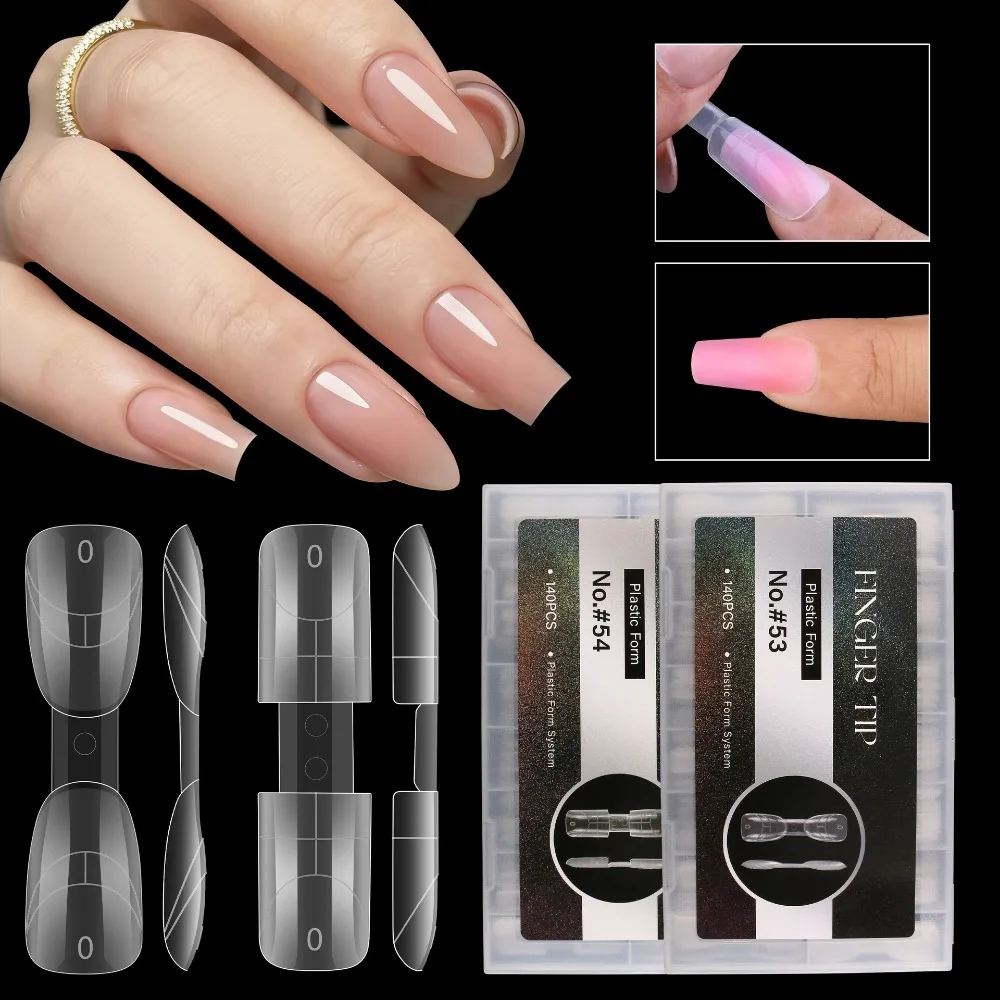 2-in-1 French Nail Dual Forms Almond Shape Inner Arc Line Acrylic Nail Art Mold Quick Extension Oval Shape