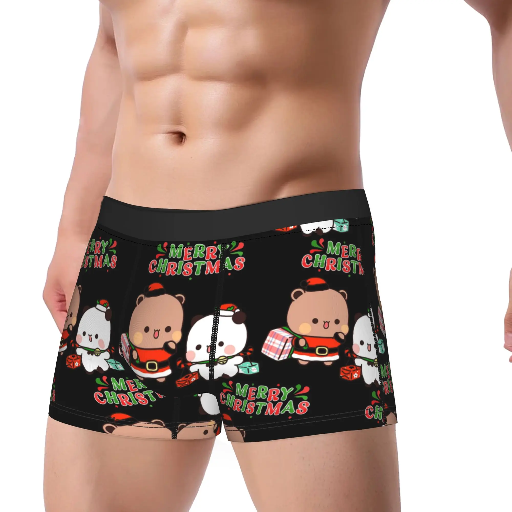 Bubu and Dudu Merry Christmas Tree Santa  Trunk  Pouch Underwear Trenky Shorts Briefs Comfortable Men Underpants Plus Size 2XL