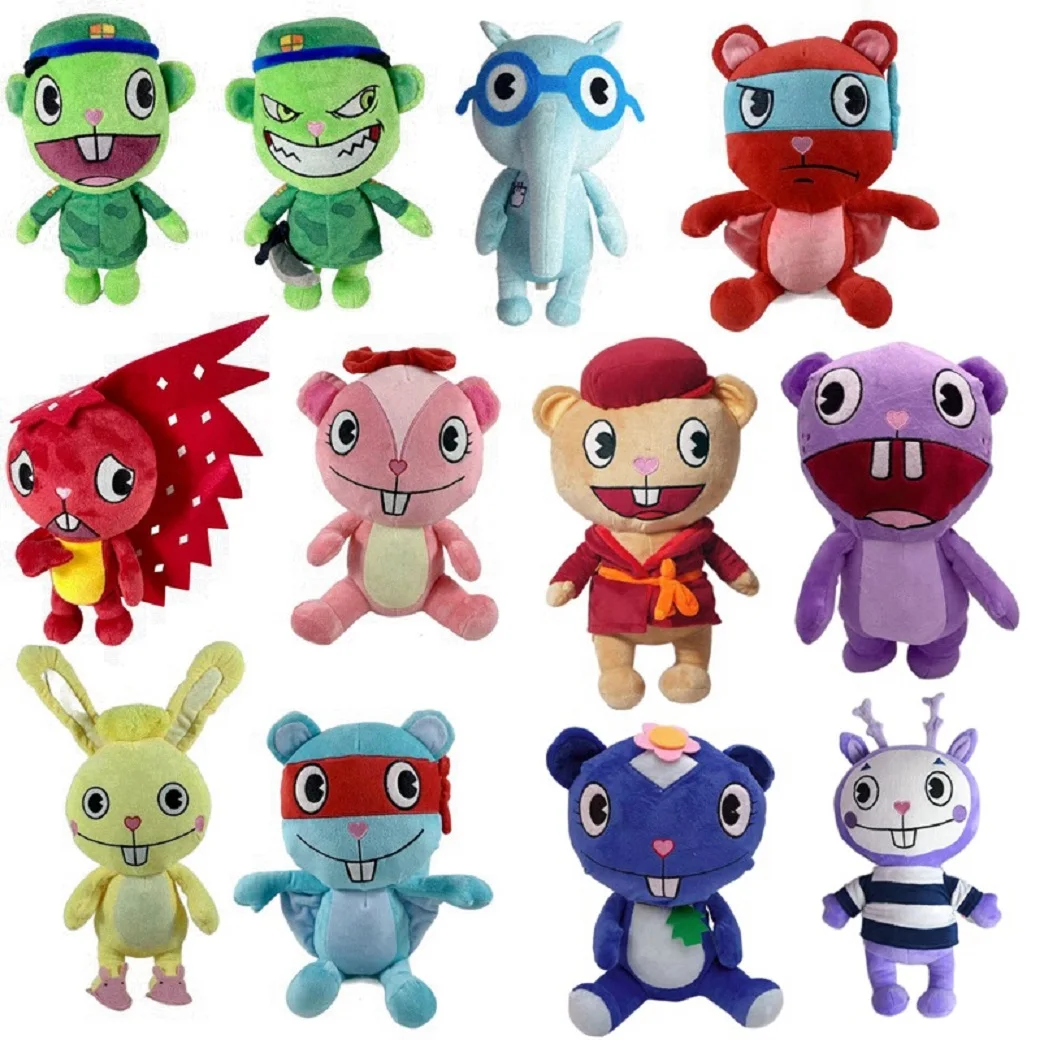 

28cm HTF Happy Tree Friends Anime Happy Tree Friends Soldier Fliqpy Plush Toys Dolls Military Flipy Doll Plush Toy for Kids Gift