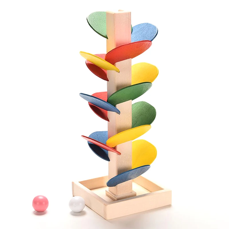 Montessori Educational Toy Wooden Tree Marble Ball Run Track Game Baby Kids Children Intelligence Educational Toy Hot!