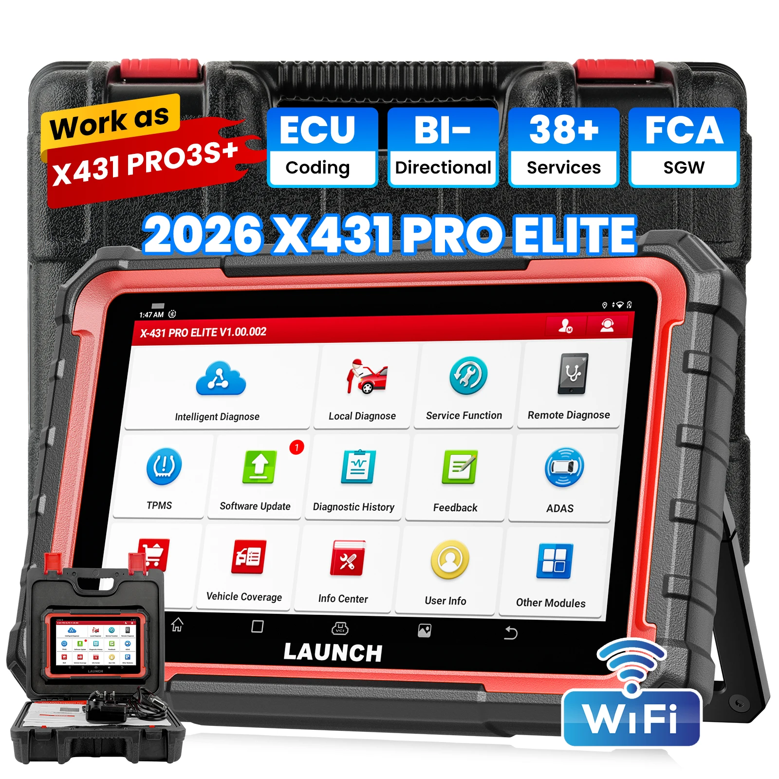 LAUNCH X431 PRO ELITE 8 pouces outils de Diagnostic de voiture français Auto OBD OBD2 Scanner tout le système CAN FD/DOIP Test actif 35 réinitialiser le codage ECU