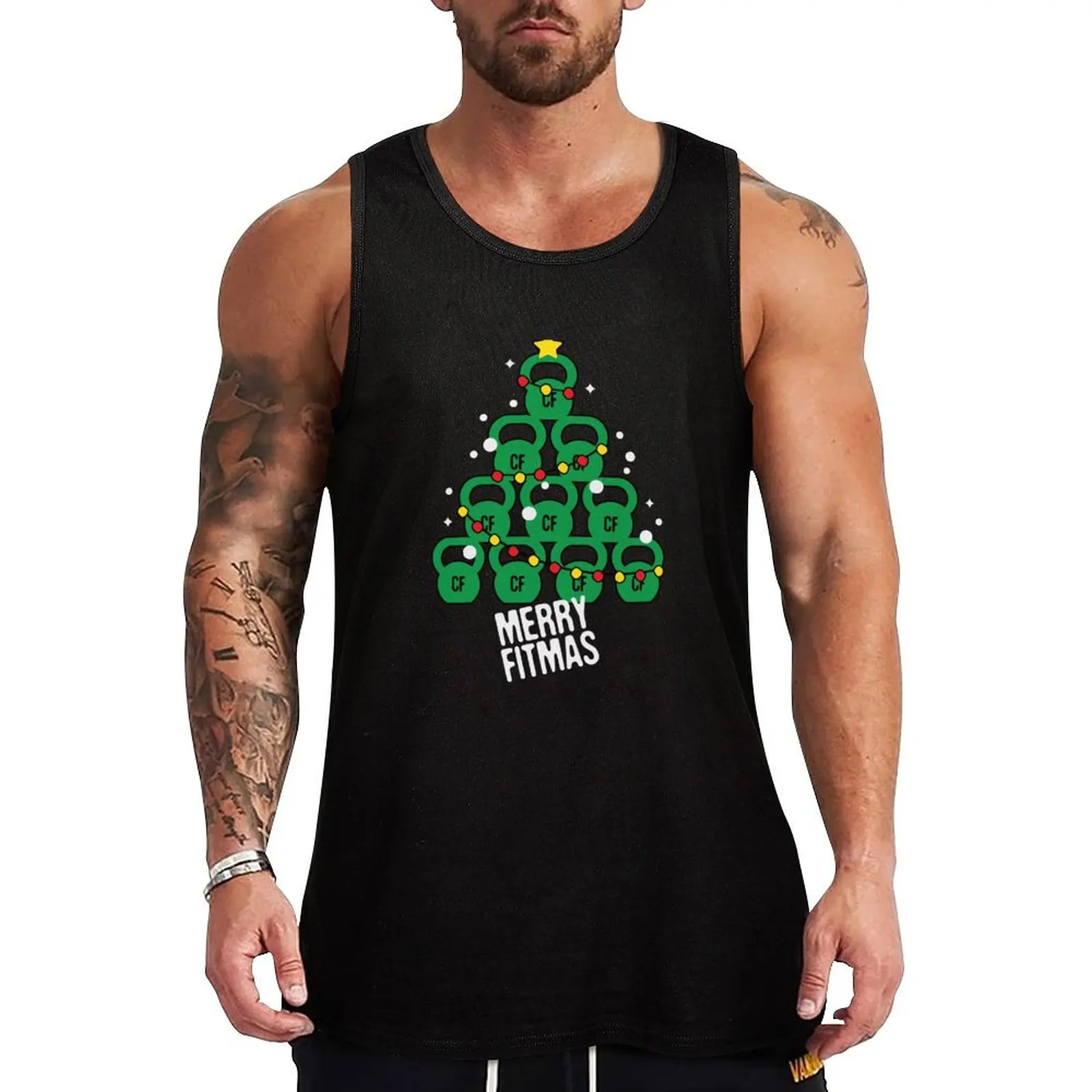 

Kettlebell tree, Merry Christmas tree, Xmas workout, Merry Fitmas, Weightlifter Tank Top Gym wear
