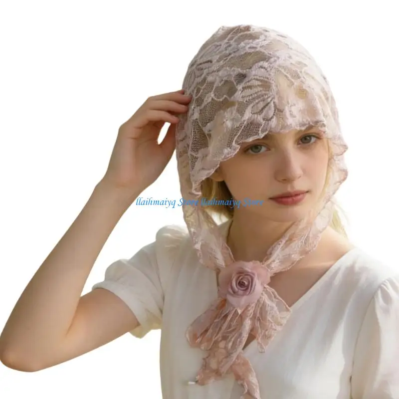 573B Comfortable Lace Hair Wrap Scarf Measuring 93X25cm For Sun Protections