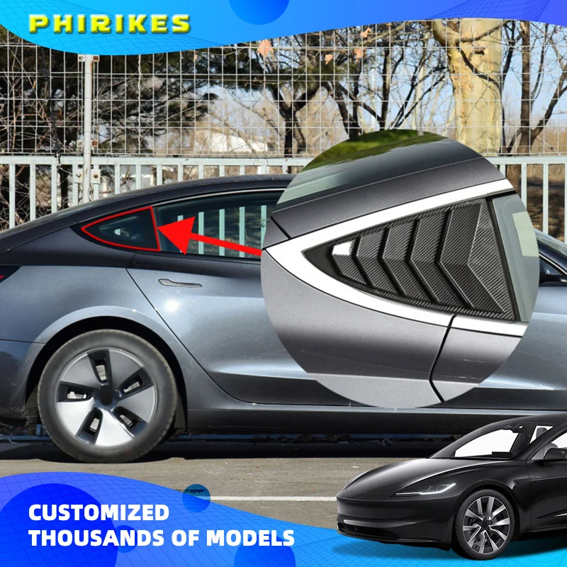 Car Rear Window Shutter Cover Trim Window Louver Side Vent Trim Sport Style For Tesla Model 3 2017-2023 Accessories