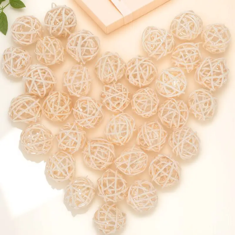 30Pcs 3cm Rattan Ball Aromatherapy Natural Vase Filler Craft Project Hanging Decoration Bridal Shower Gift Rattan Ball