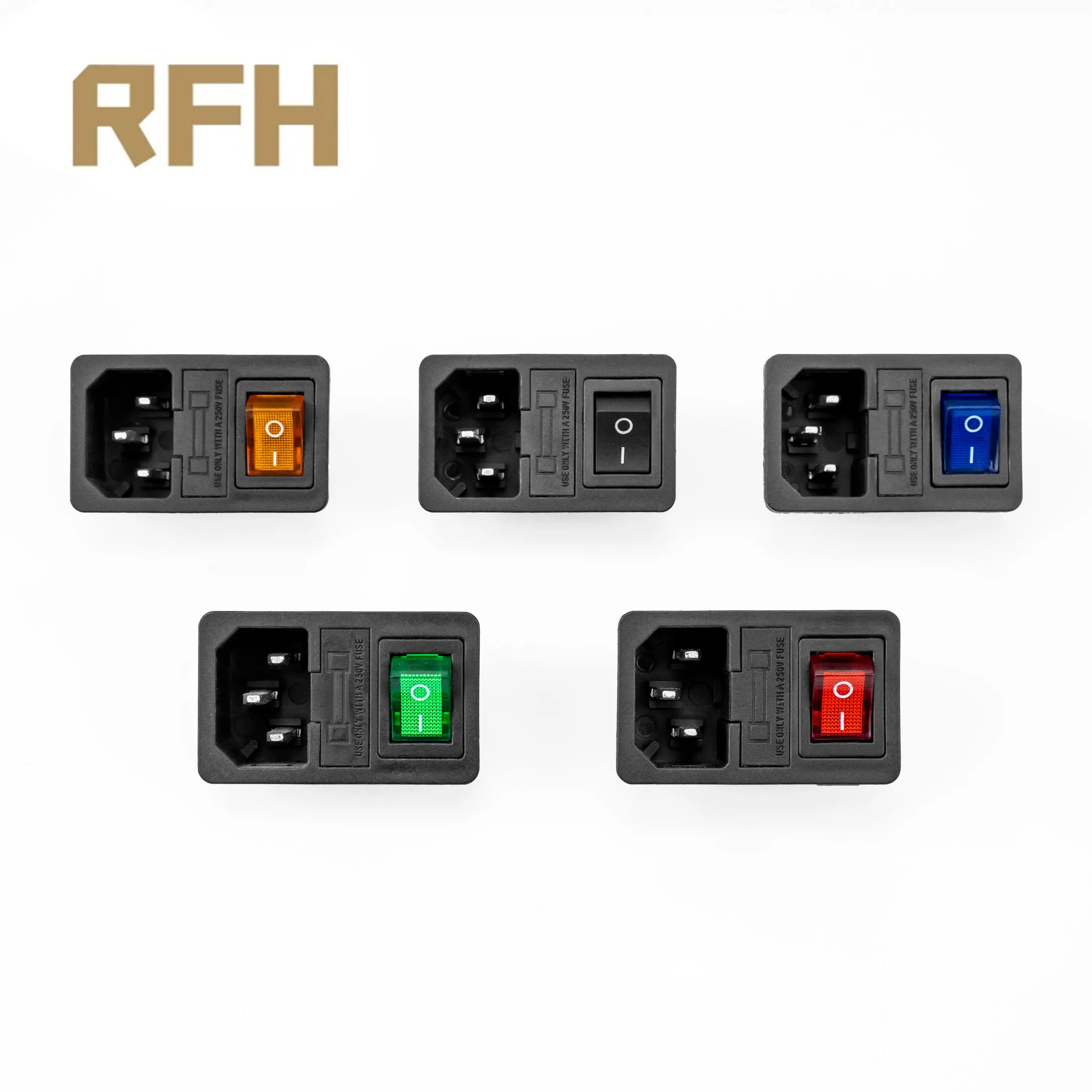 1pcs With 10A Fuse Rocker Switch Fused IEC320 C14 Power Socket Fuse Switch Connector Plug Connector Red Green Blue Black Yellow