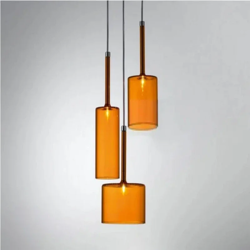 TechHPNordic Style Colorful Glass Chandelier Warm White LED Suspension Living Room Dining Table