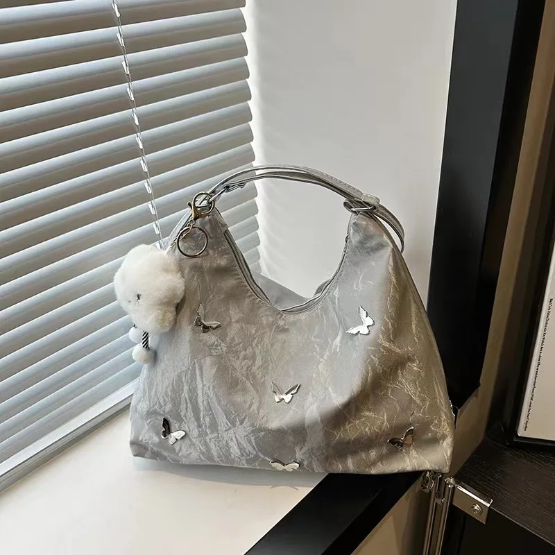 

Вместительная женская сумка-тоут 2024, новый многофункциональный повседневный рюкзак через плечо с бабочками