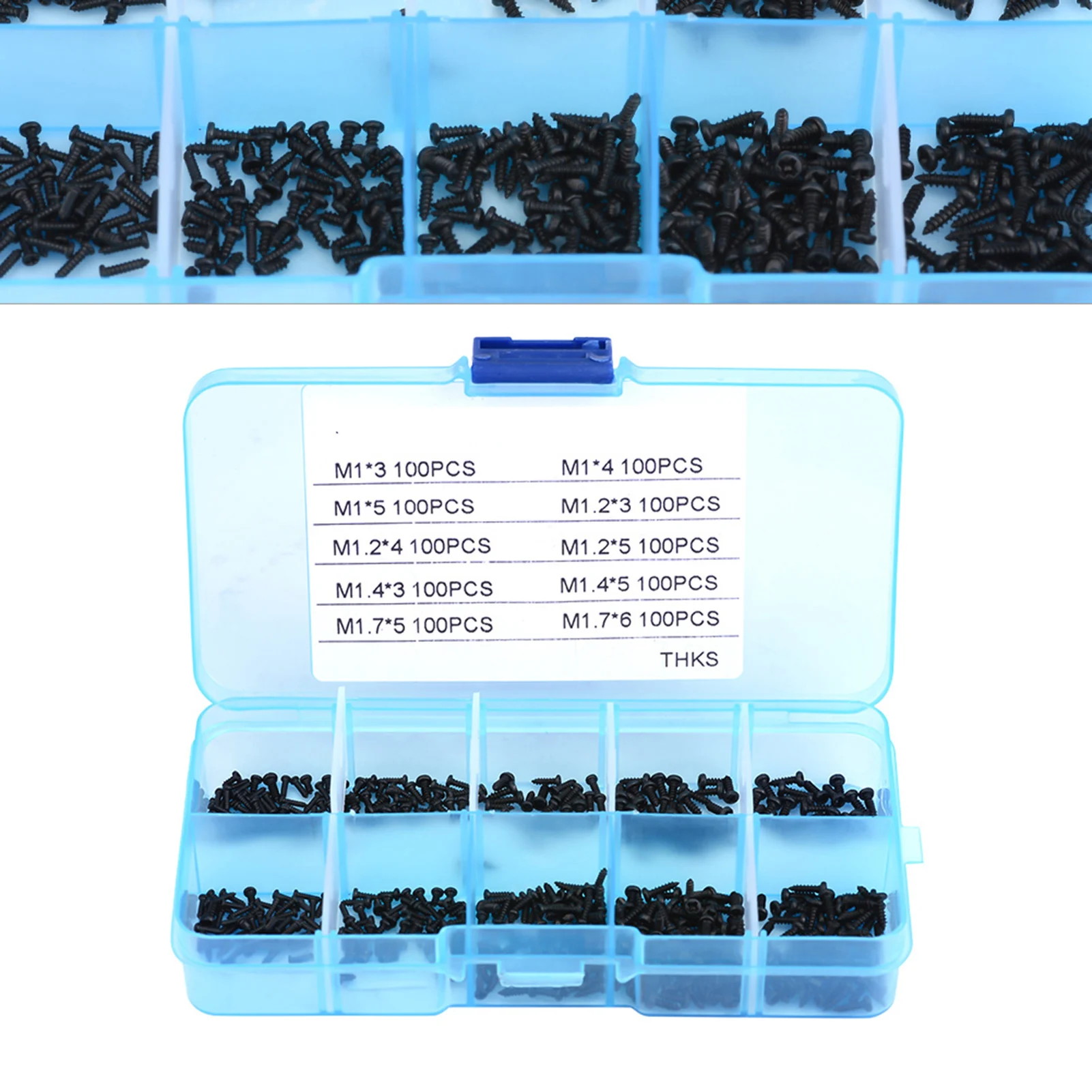 1000pcs Small Screws Cross Head Selftapping Bolts Assortment Kit M1 M1.2 M1.4 M1.7