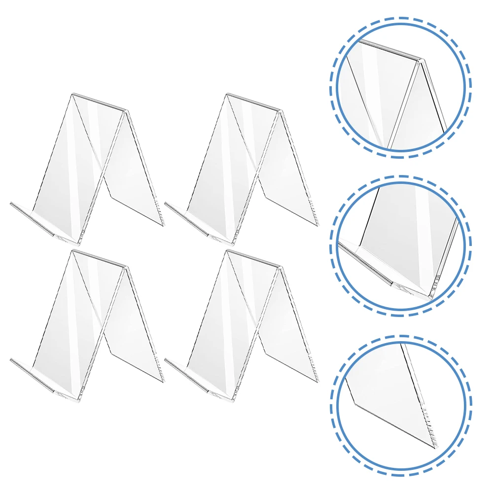 4pcs Acrylic Bookshelf Display Stand 100x115x130mm Simple Sign Holders Slanted Rack Price Menu Storage Desk Organizer