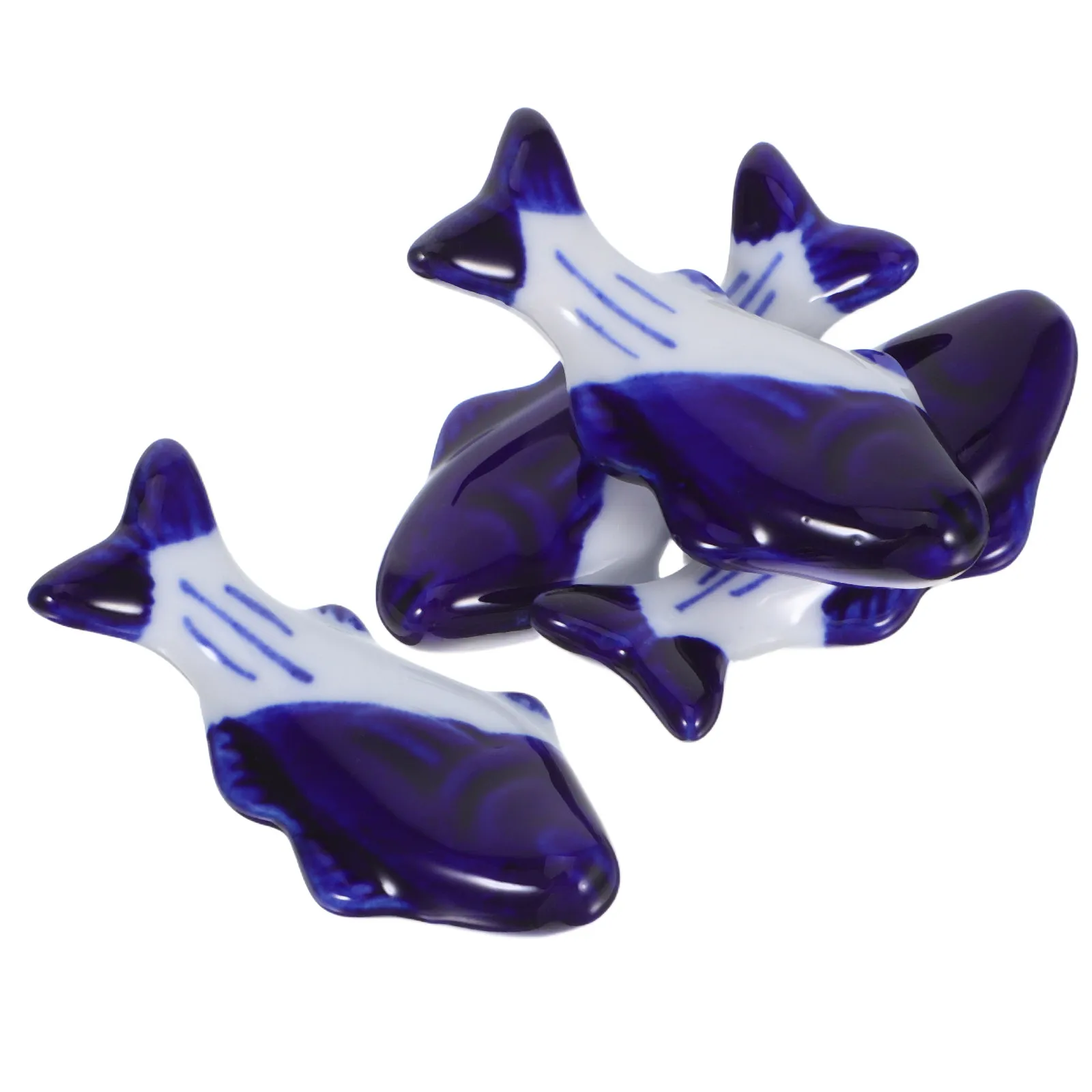 4Pcs Fish Shaped Ceramic Pen and Brush Holder Paintbrush Rest for Desk Accessories Office Organizer