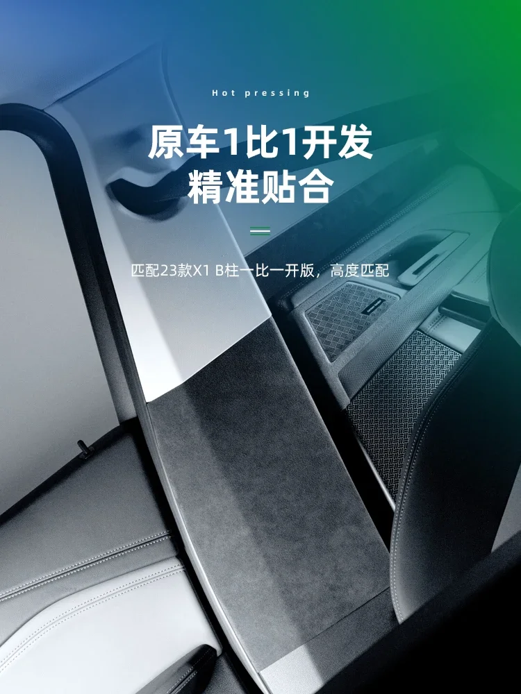 For BMW X1 2023 Alcantara B-pillar Anti-collision Protection Sticker