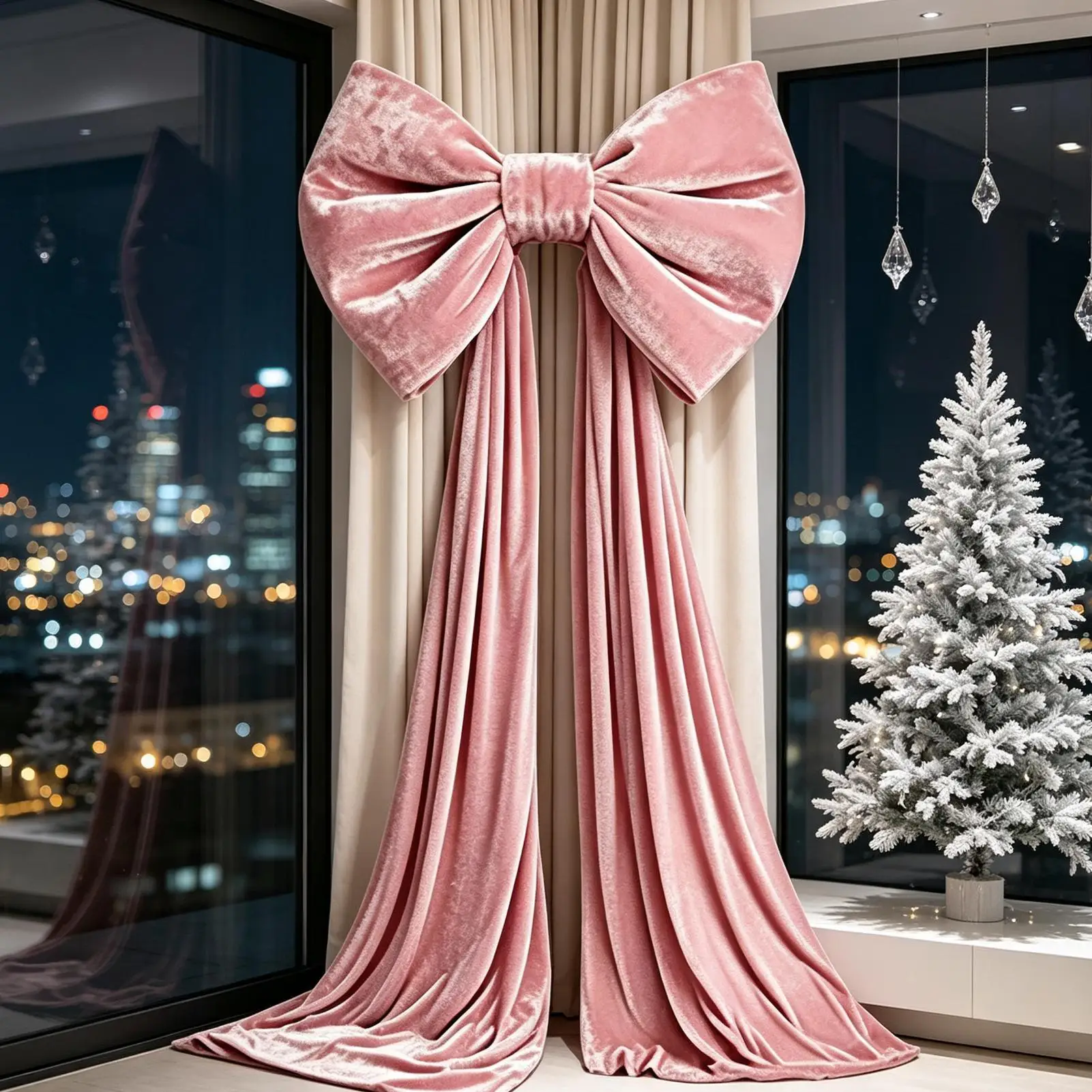 Giant Bow for Door | Velvet Holiday Festival Ornaments | Christmas Tree Bows | for Thanksgiving New Year's Party Fireplace Stair