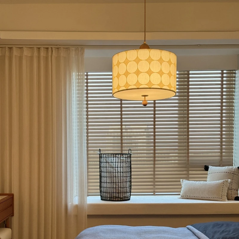 French Vintage LED Pendant Lights Rotundity White Fabric Ceiling Hanging Lamps Living Room Bedroom Restaurant Kitchen Chandelier