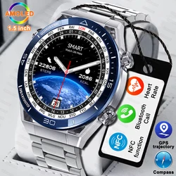 Impermeável nfc smartwatch para homens, chamada bluetooth, rastreador gps, movimento, carga sem fio, xiaomi, huawei, ios, novo, 2022