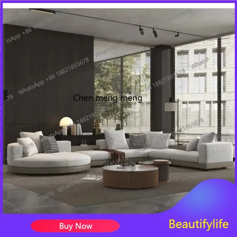 B73 New sofa designer Italian minimalist large flat-floor villa living room large corner fabric special-shaped sofa
