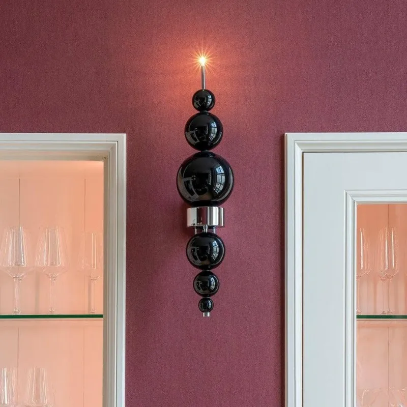 

Black Bedside Wall Lamp LED for Bedroom Hotel Living Room Stairs Post-Modern Creative Black Wall Sconces Without Battery Sconces