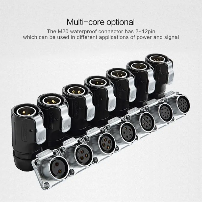 5asd 1pc weibliche Stecker männlicher Sockelinversion wasserdichtes Stecker 2/5/7/9-Pin-Stecker LP20