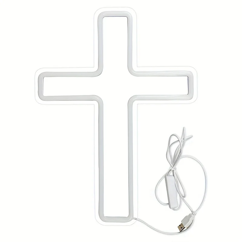 Jesus Cross Neon Sign Light, LED Neon Sign, Chambre, Home Decoration, USB Plug, Wall Decor, Christmas, New Year, Christian