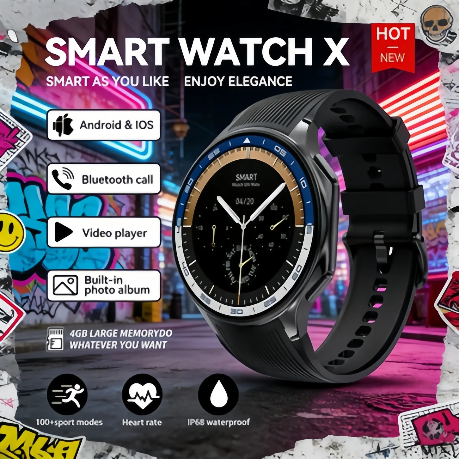 

Новые умные часы OPPO Watch X для мужчин, 32 ГБ памяти, музыка, видео, Bluetooth-звонки, водонепроницаемые смарт-часы для Android и iOS, TWS-наушники
