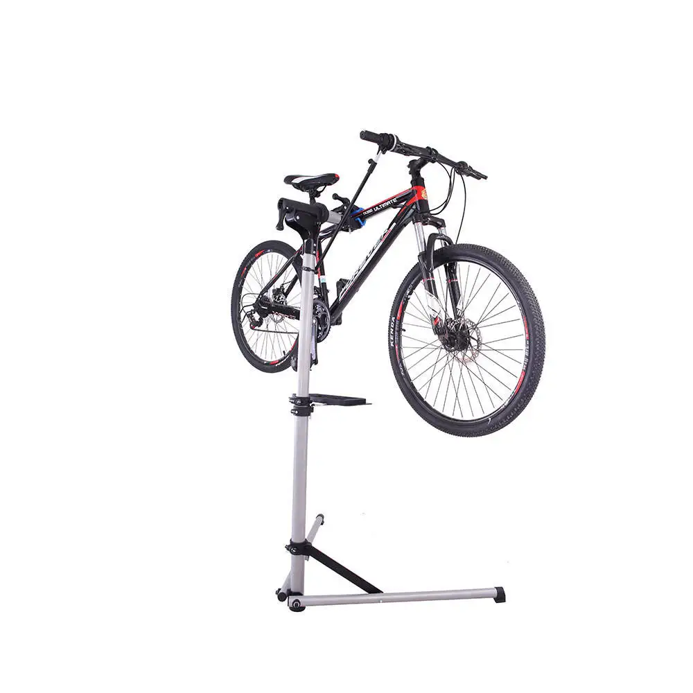 Full Aluminum Alloy Bicycle Repair Workstand Height Adjustable 360° Rotatable Clamp Bike Maintenance Rack With Tool Tray
