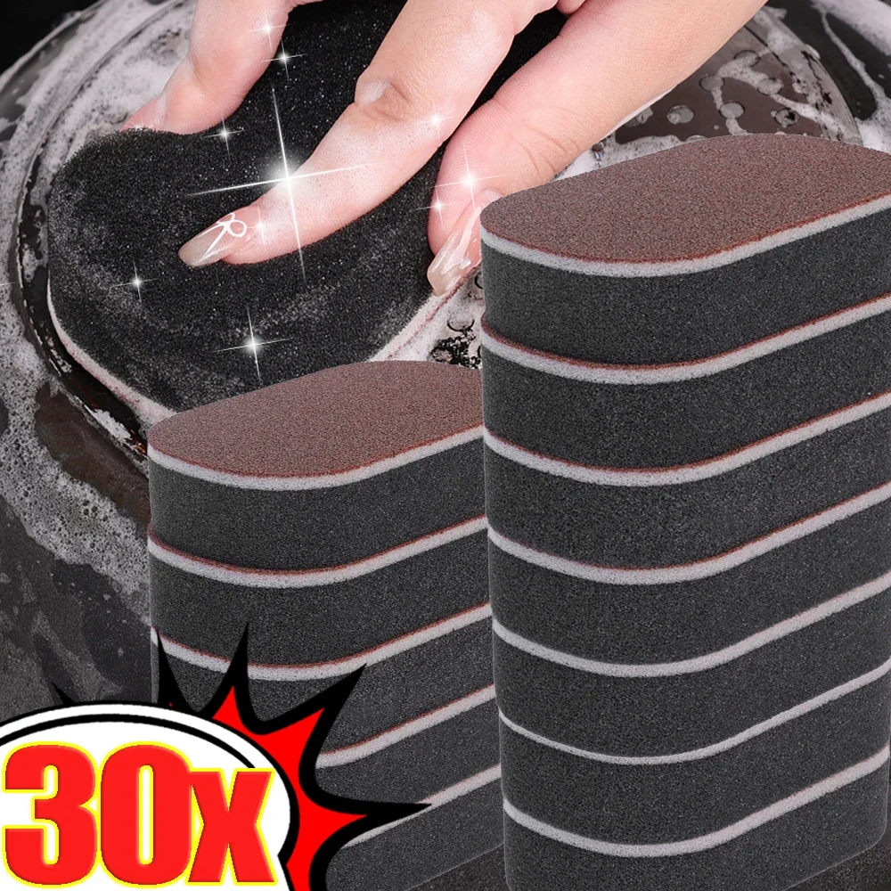 30/1PCS Magic Sponge Carborundum Rust Cleaning Brush Household Cleaning Pads for Kitchen Remove Pot Bottom Stubborn Stains Tools